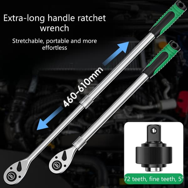 Förlängd Spärrnyckel 460mm 610mm Justerbar 72 Tänders Mekanism