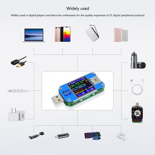 USB 2.0 Tester USB Strømmåler 4-24V 5A Spændingstester Multimeter LCD-skærm