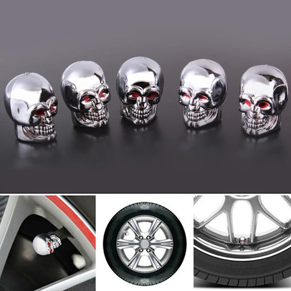 5Pc Skull Dæk Dæk Hjul Bil Auto Ventiler Cap Støvstamme Cover CykelMotocykel