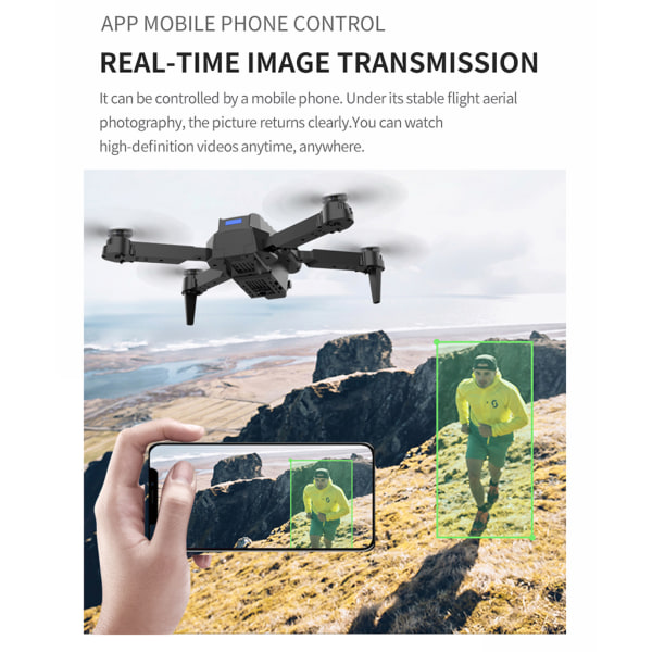 E99 K3 Drone 4K Dubbel/Enkel Kamera 6-axlig Trevägs Hinder Undvikande Fällbar RC Quadcopter Headless Mode för barn Gray - A