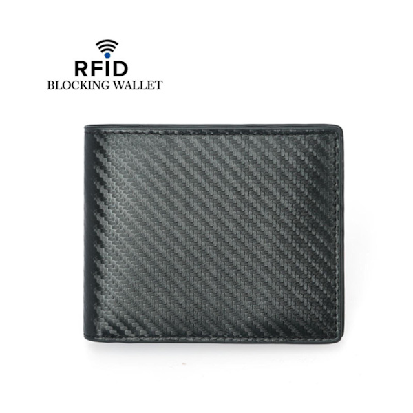 Mode Män Mini Business Blockering Plånbok Man Carbon Fiber Card Mynthållare Bifold Portemonnaie Blue