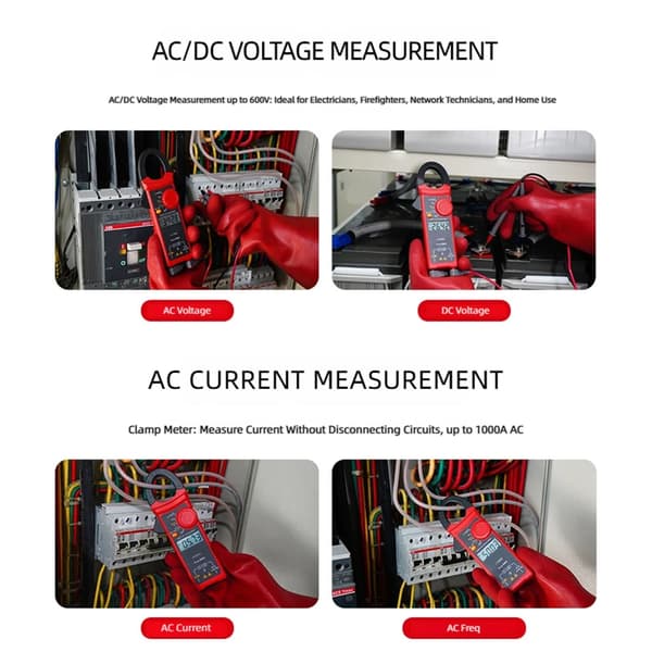 Digital Tangamperemeter 0-600V 1000A Strøm True RMS Amperemeter Tang Multimeter