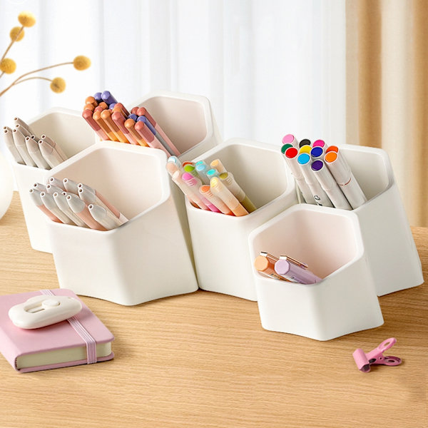 Sned pennhållare 6 fack Blyertskopp Målarpensel Organizer för sovrum White - Rounded corners