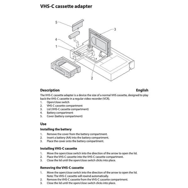 VHSC Front Load Media Shell til brug med små videokamera-medier