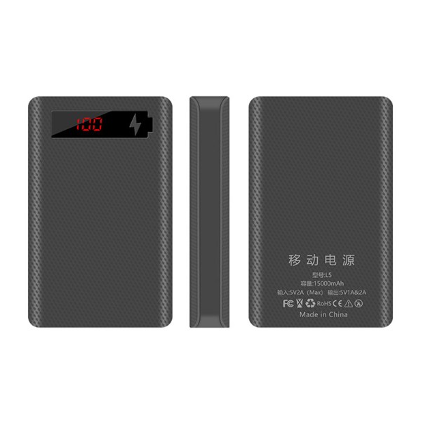 Löstagbar LCD-skärm DIY 5x18650 Batteri för Case Power Bank för Shell Extern Box utan batteri L5 Wireless Chargi Black