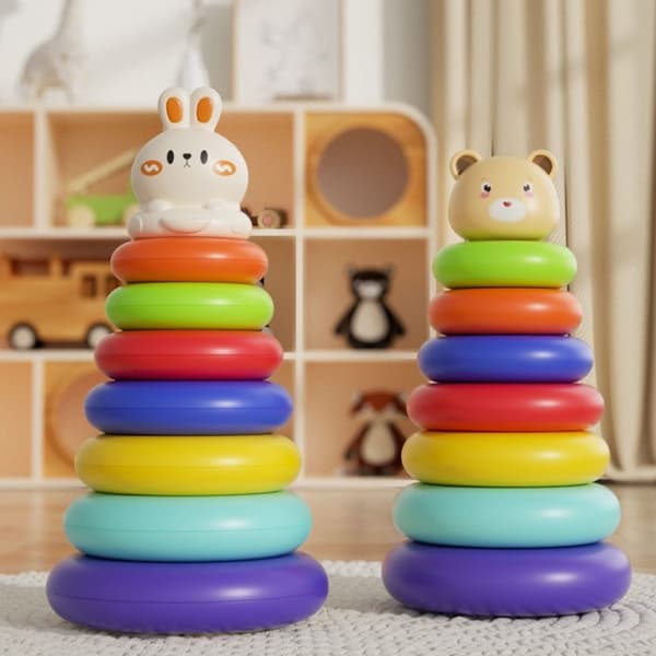 Barn Stapling Rings Set Tower Leksak Spel Undervisningshjälpmedel för Sensorisk Träning