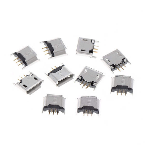10 stk Micro USB Type B hunstik 180 grader 5-pin SMD SMT loddestik