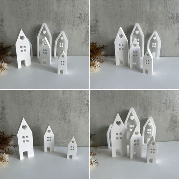 3 Stykker Hus Duftlys Form DIY Epoxy Resin Former Hus Silikoneform