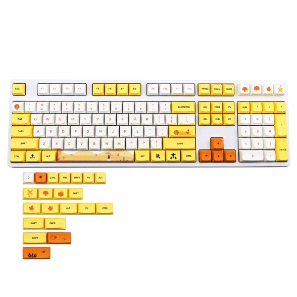 129Key Autumn Rhyme Keycap XDA Profile PBT Dye-Sub Keycaps Ersättning för mekanisk tangentbord ISO Layout 7u Split Space