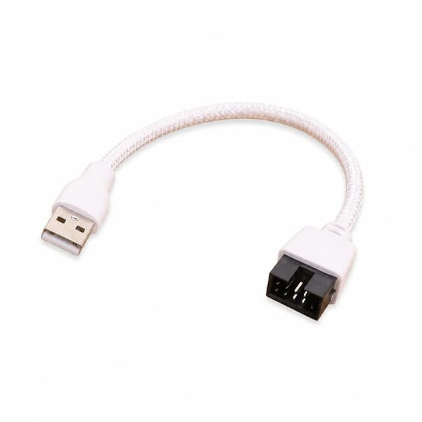 USB A Header-kabel, 20 cm 9-pinners hvit hylsetråd for stasjonær PC