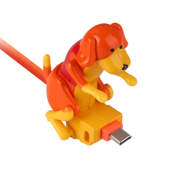 Typ-C USB laddningskabel 120 cm Längd Söt Herrelös hund Datasladd Power Orange