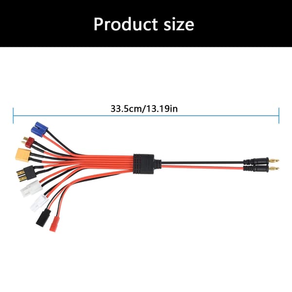 Universal 1 til 8 Adapterkabel Bananplugger til FUTABA, EC3, XT60 Splitterledning