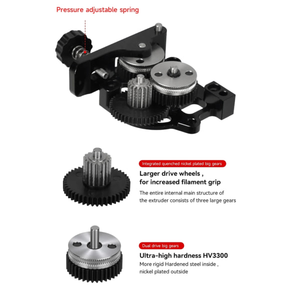 Härdat stål HGX LITE Extruder Reduction Gear Extruder för CR10 Voron 3D-skrivare Tillbehör All metall aluminiumdel Red