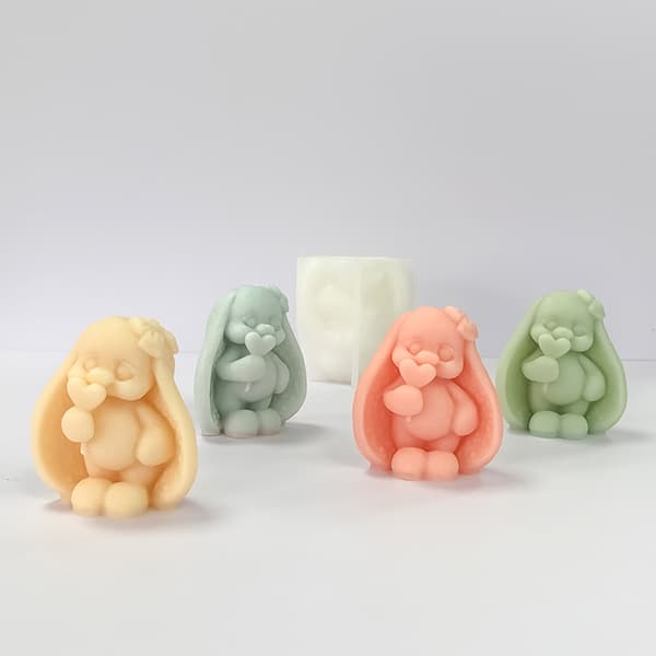 3D Kaniner Silikoneform Håndlavede Lysforme Gipsforme Kagedekoration