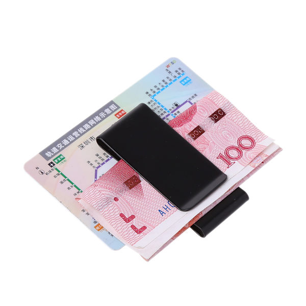 Ruostumattomasta teräksestä valmistettu ohut kaksipuolinen Money Clip Kukkaro Lompakko Luottokortin tunnuspidike Black
