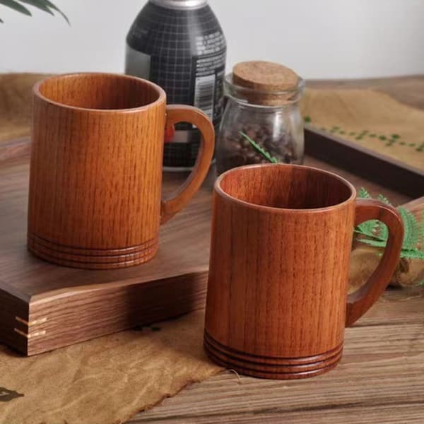Unik Trä Vattenkopp Lätt Campingkopp Trästruktur Kaffe Mjölk Kopp