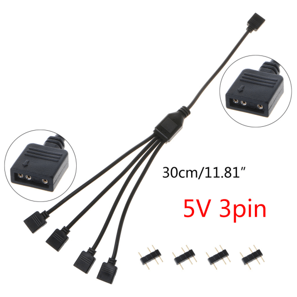 RGB Splitter Kabel 5V 3 Pin Adapter Kabel Dator CPU Fläkt Splitter Förlängning Power RGB Interface Connector Hub
