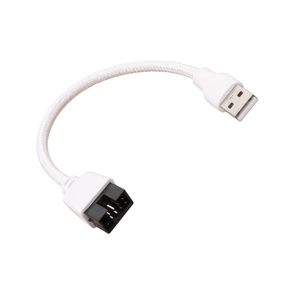 USB A Header-kabel, 20 cm 9-pinners hvit hylsetråd for stasjonær PC