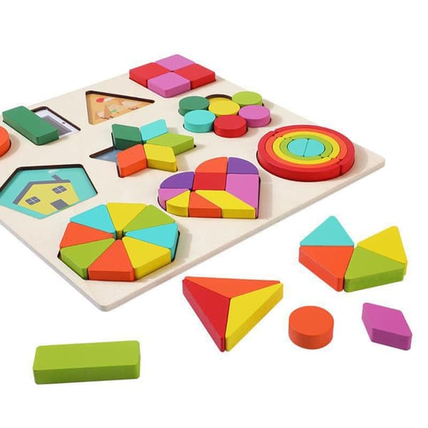 Trä Geobräda Grafikkort Formmatchningsspel Småbarnsleksak