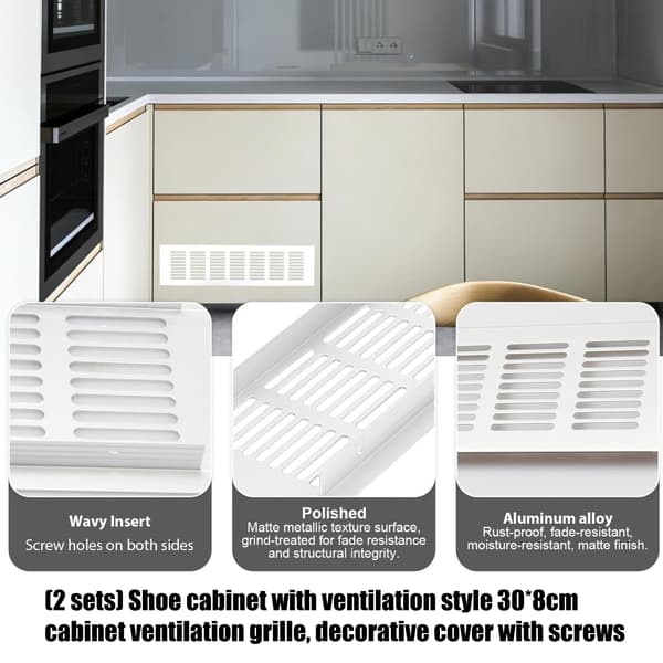 2-pack breda rektangulära ventilationsgaller, lätta att installera
