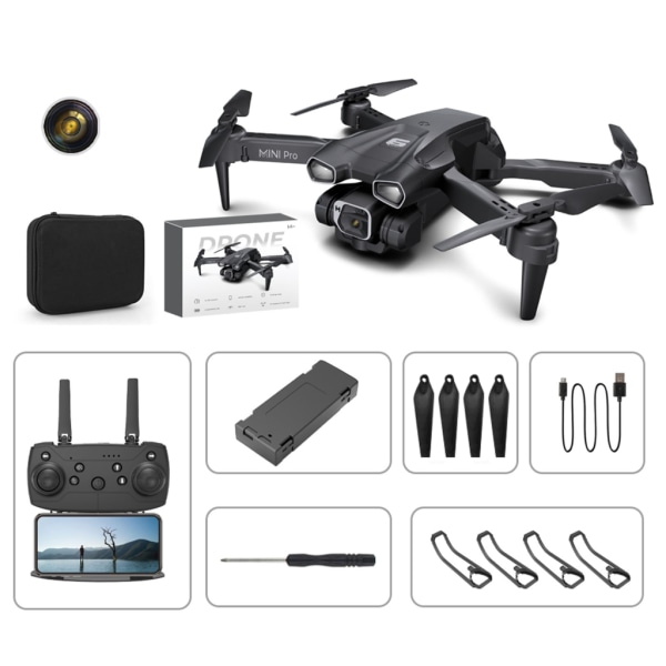 Drone med kamera för vuxna 4K UltraHD FPV Live Video 150° vidvinkel, Altitude Hold, Headless Mode, Gesture Selfie