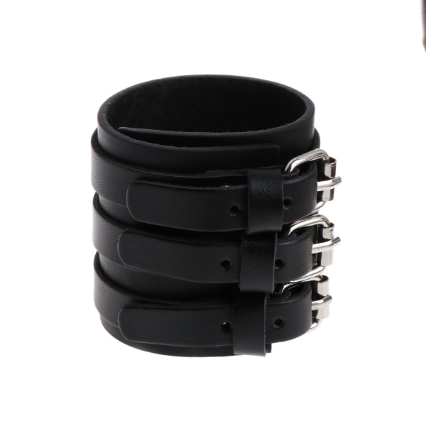 260x60mm 3-trådig trippelrem i konstlädermanschett Wristband Armband Punk