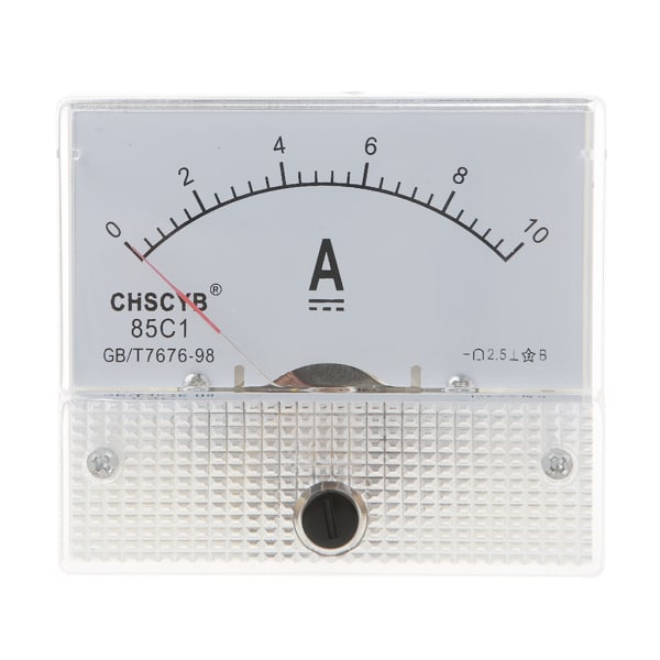 0-10A Analog for DC Strøm Panel Meter Amperemeter Rektangel Måledetektor