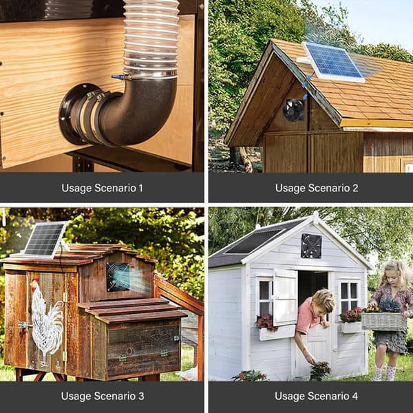 8W Solcellevifte 12V Børsteløs Motor Stille Ventilasjon For Garasje