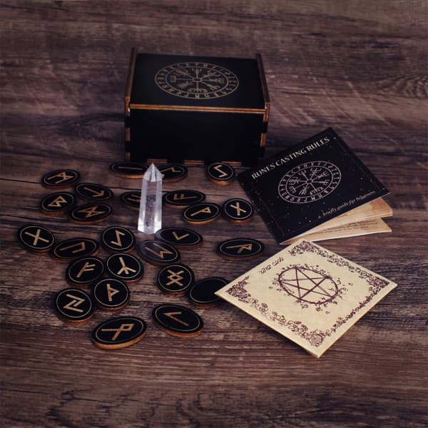 Häxrunor Runträ Runstenar Set Meditation Trärunor Healing Stones Sets