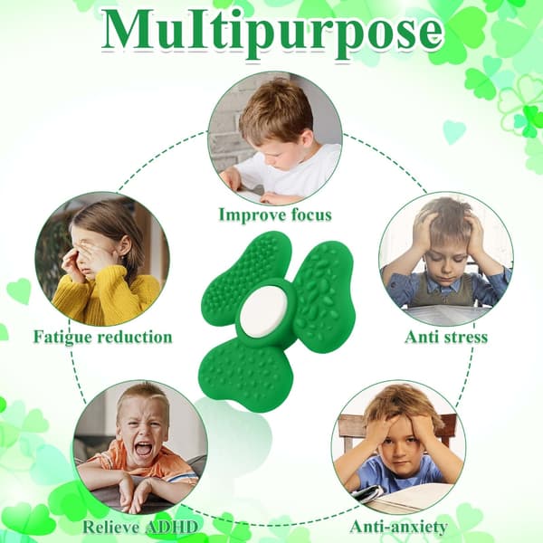 Grøn Tekstureret Shamrock Spinner Roterende Skrivebordsspinnerlegetøj til Studerende Afslapning