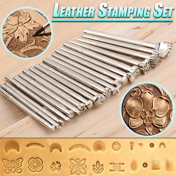 20 st Läder Olika Form Stämplar Set Läder Pressning Punch Verktyg Set