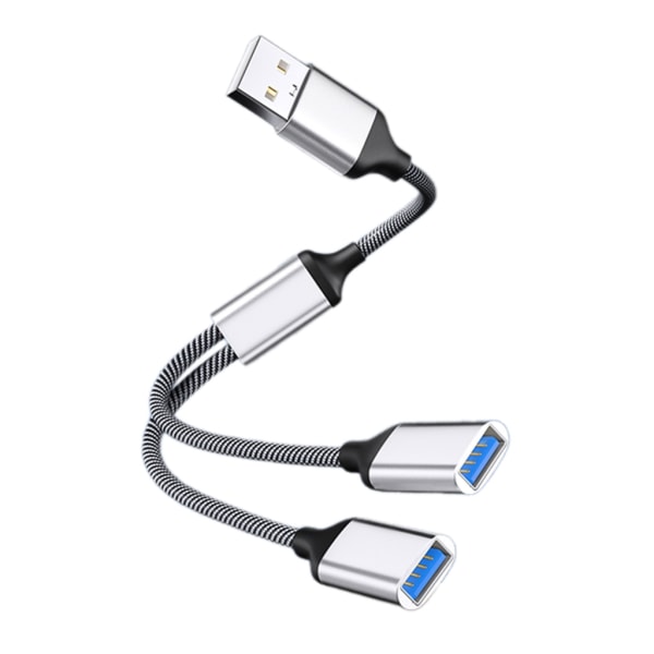 USB Splitter Kabel USB Hub Power Förlängningsadapter Kabel 28cm/11.02in Silver