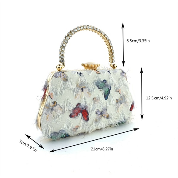 Glittrande Rhinestones Evening Handväska Handväska Butterfly Tofsar Crossbody Bag Colorful