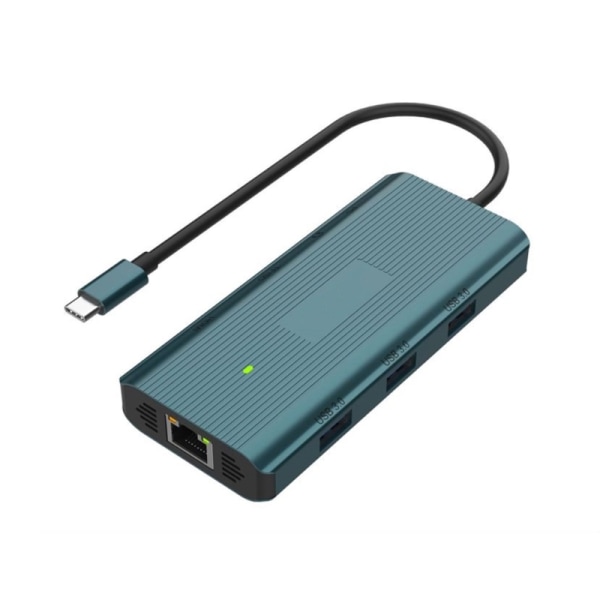 USB C-dokkingstasjon 9 porter Multifunksjonell 1000M Ethernet, 3 USB 4K30H HDTV