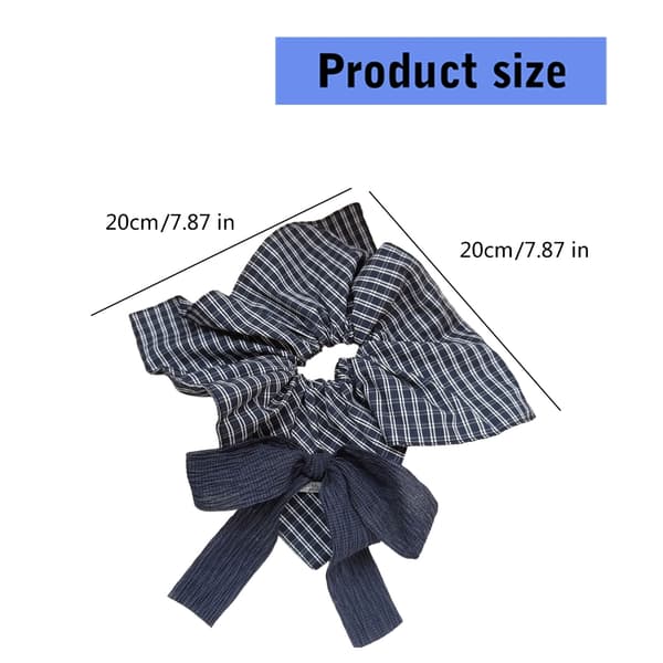 Komfortable blå gingham scrunchies hodeplagg elastisk hårstrikk i stoff for gave