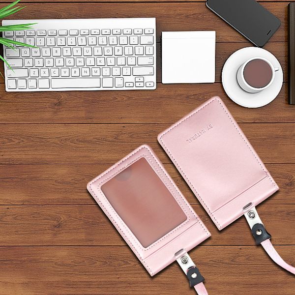 Magneettinen korttipidike Rintanappipidike kaulanauhalla käyntikorttipidikkeellä Pink