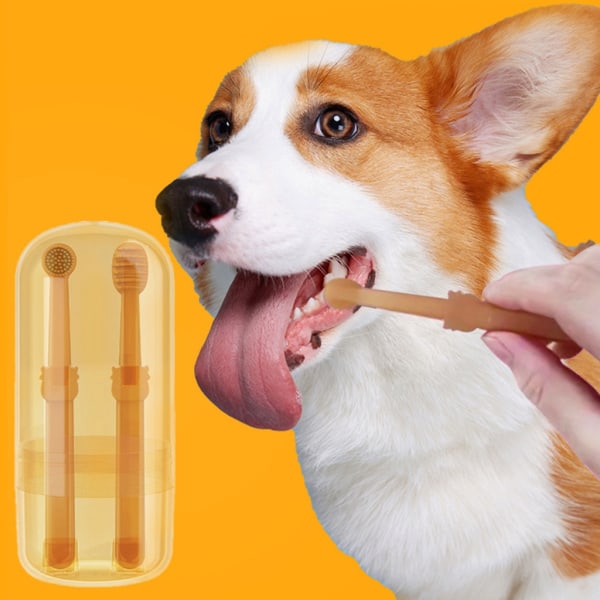 Rengöringsborste för hundtänder Katt tandborste 360-graders huvud Hundtandvård för hundar Tänder Liten Medel Stor ras