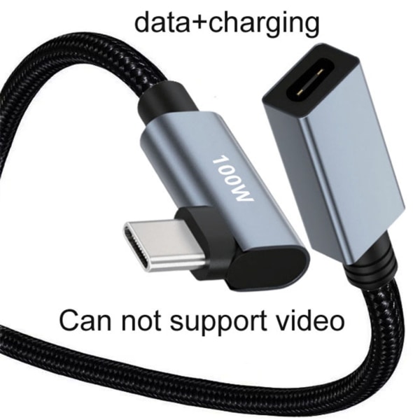 Rättvinklad USB C-förlängningskabel 90 grader 480 Mbps USB-C 2.0 hane till hona videosladd, L-form typ C förlängare 1m
