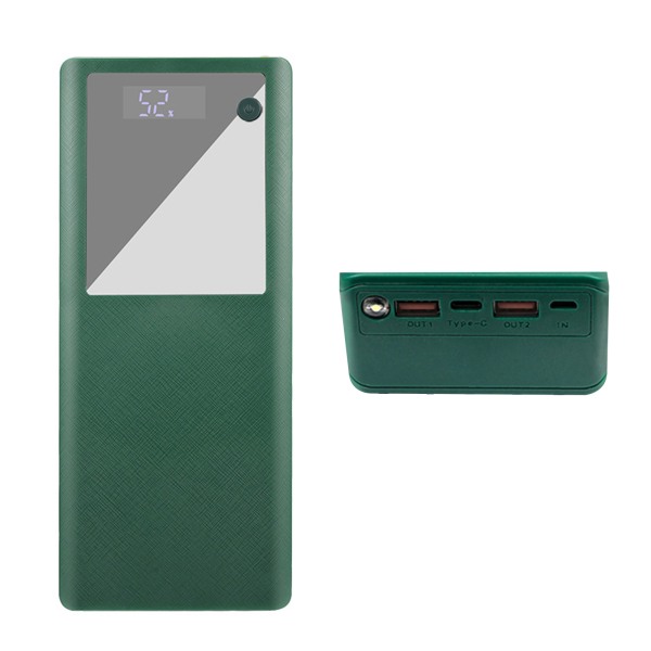 QC3.0 16x18650 Batterier DIY Power Bank Box Hållare för Case Snabbladdare för Shell LCD Display Löstagbar Mobiltelefon A Green