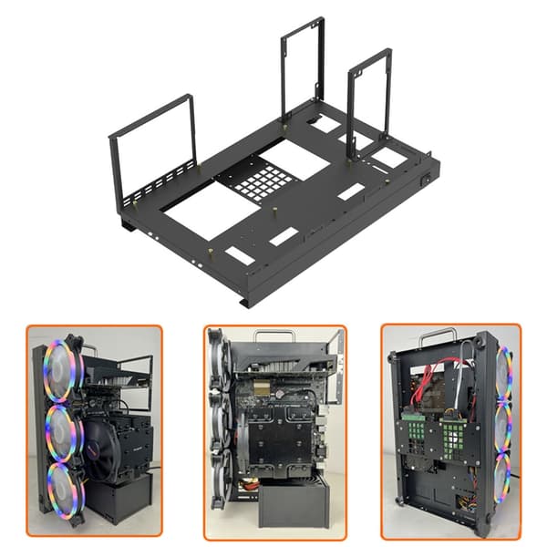 GPU Aluminium Åpen Miner Rig Case Ramme Stativ for Bitcoin Mining Tilbehør