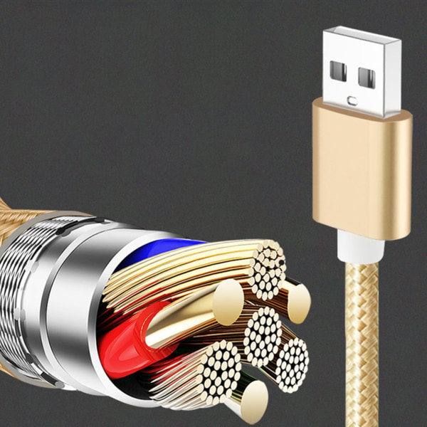Snabbladdning USB till 5xMicro USB -kabel Power Strömförsörjningslinje 5-i-1 Nylon laddarkabel Svart 2m