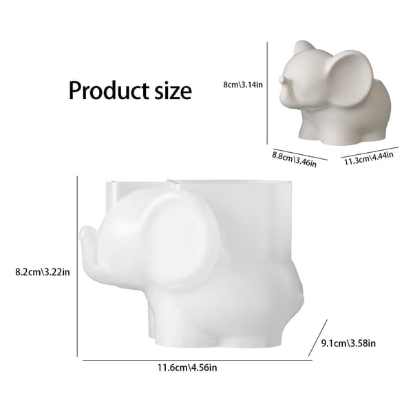 3D Elefant Silikon Lysestakeformer For Harpiksstøping Lysbeholder