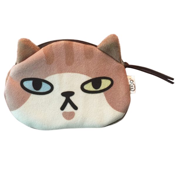 Tecknad Cat Face Change Purse Hörlursväska med dragkedja för myntväska C