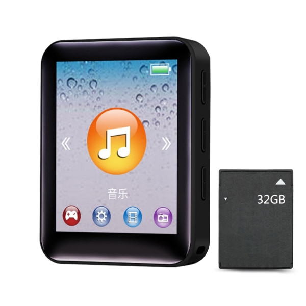 MP3-afspiller med ekstern højttaler Fuldskærms berøringstaster 4/8/16/32G Stereo HiFi-lyd Bærbar Walkman med FM-radio