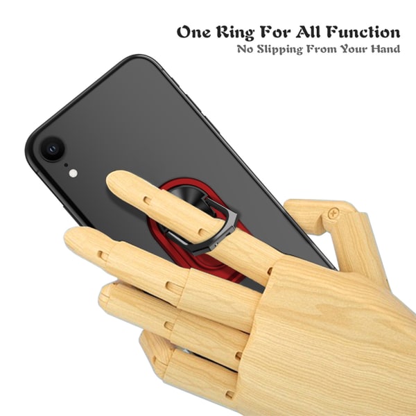 360° rotation Universal Finger Ring Kickstand Mobiltelefon Ring Hållare Stativ Metall telefongrepp för magnetiskt bilfäste Black