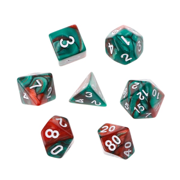 7 stk/sett akryl polyhedral terning for TRPG brettspill D4-D20 2