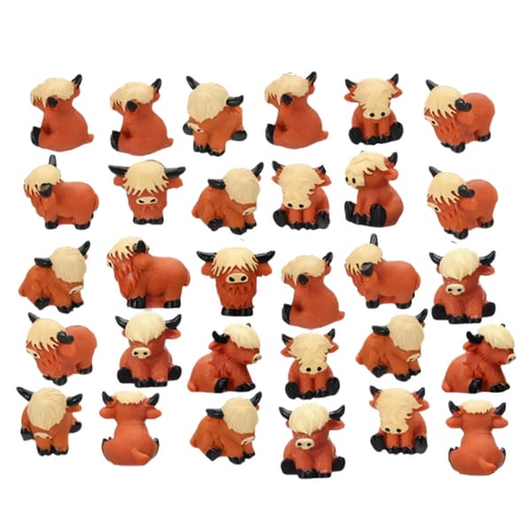 Miniature Ko-Statue Havepynt Mini Highlands Ko-Figurer Kagepynt