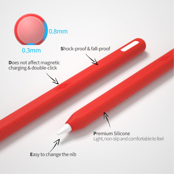 Snygg case för penna 2:a pennskydd Innovativ silikonhud Förbättrad skrivupplevelse Blue