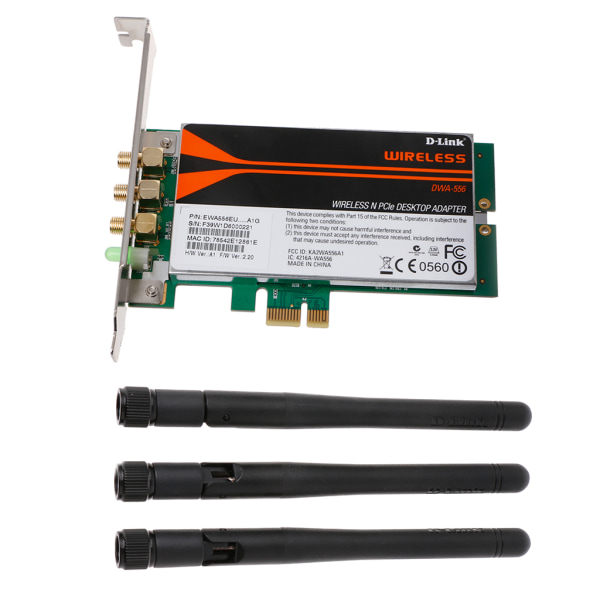 DWA-556 Wireless N PCI-E Desktop Adapter WiFi-kort låg profil