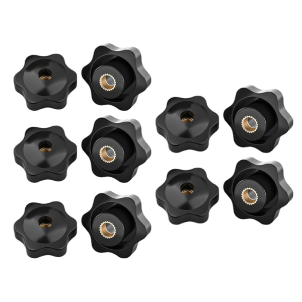 Gängade svarta knoppar Set med 10 tummuttrar Hållbar för snabb och säker fastsättning null - M6
